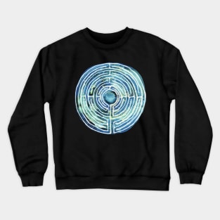 Labyrinth Blue Watercolor Crewneck Sweatshirt